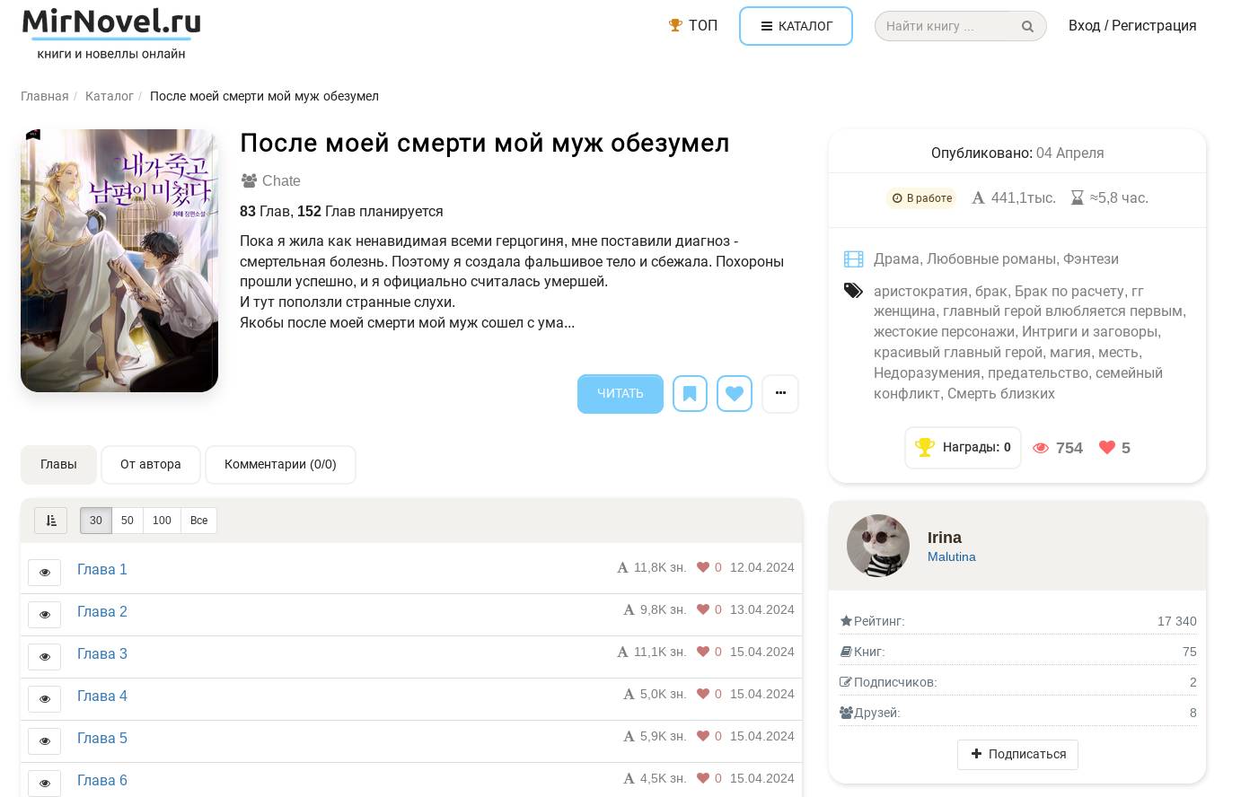 Mirnovel.ru — каталог